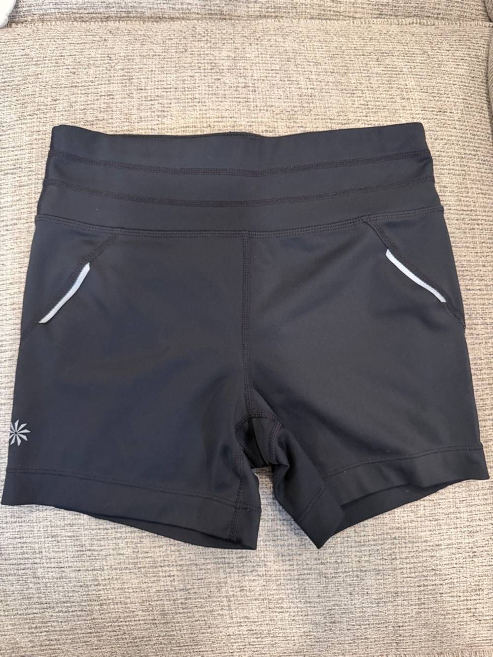 Athleta Black High-Rise Bike Shorts with Reflective Accents